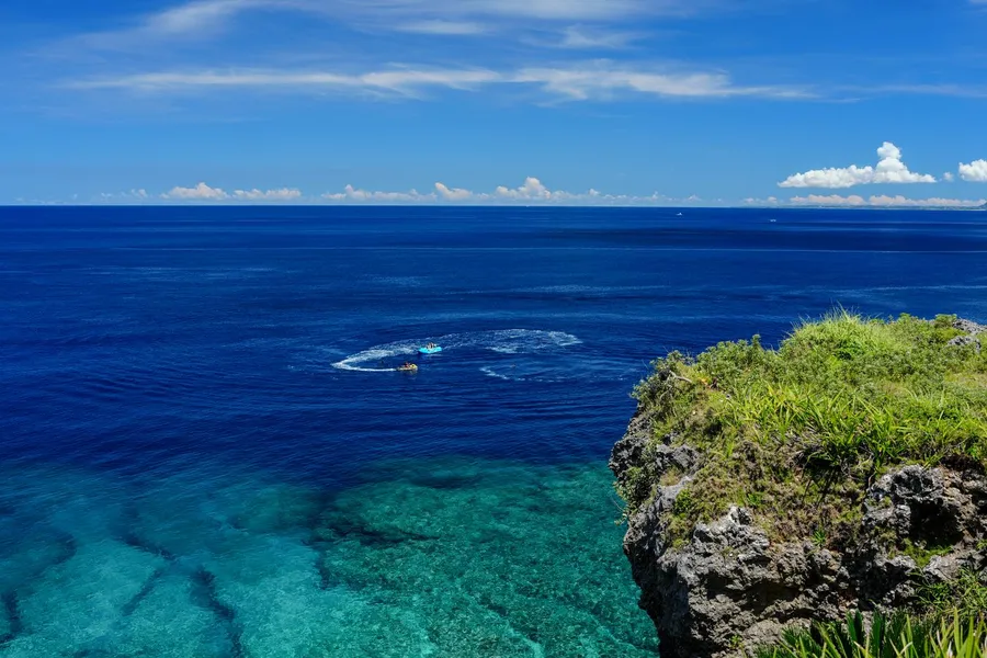 The clear sea and cliffs of northern Okinawa