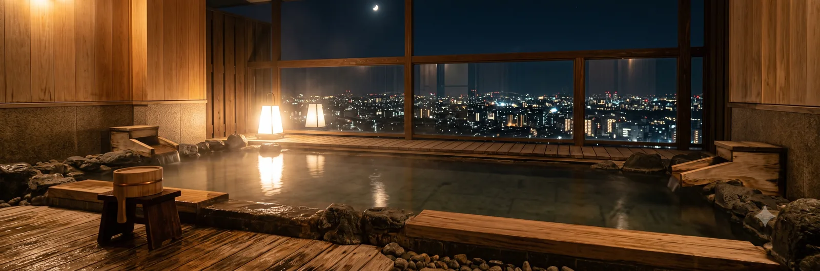 夜景を望む天然温泉のイメージ